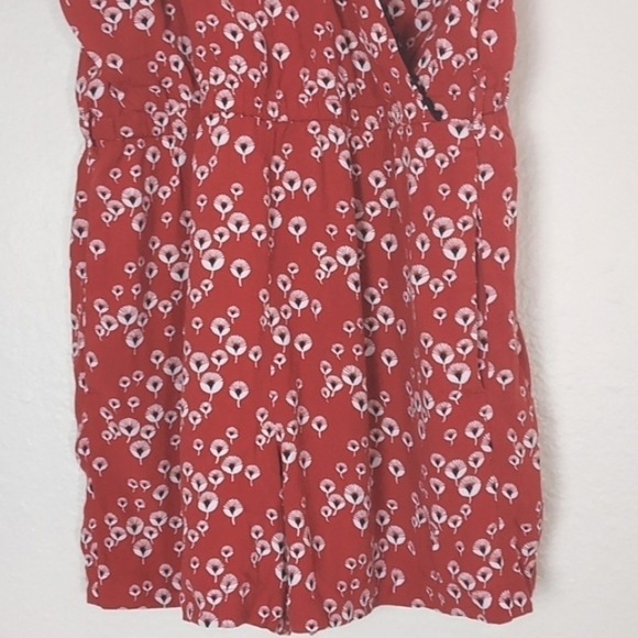 Loft Women's Floral Dandelion Romper Sleeveless Burn Orange Size Small - Picture 4 of 15